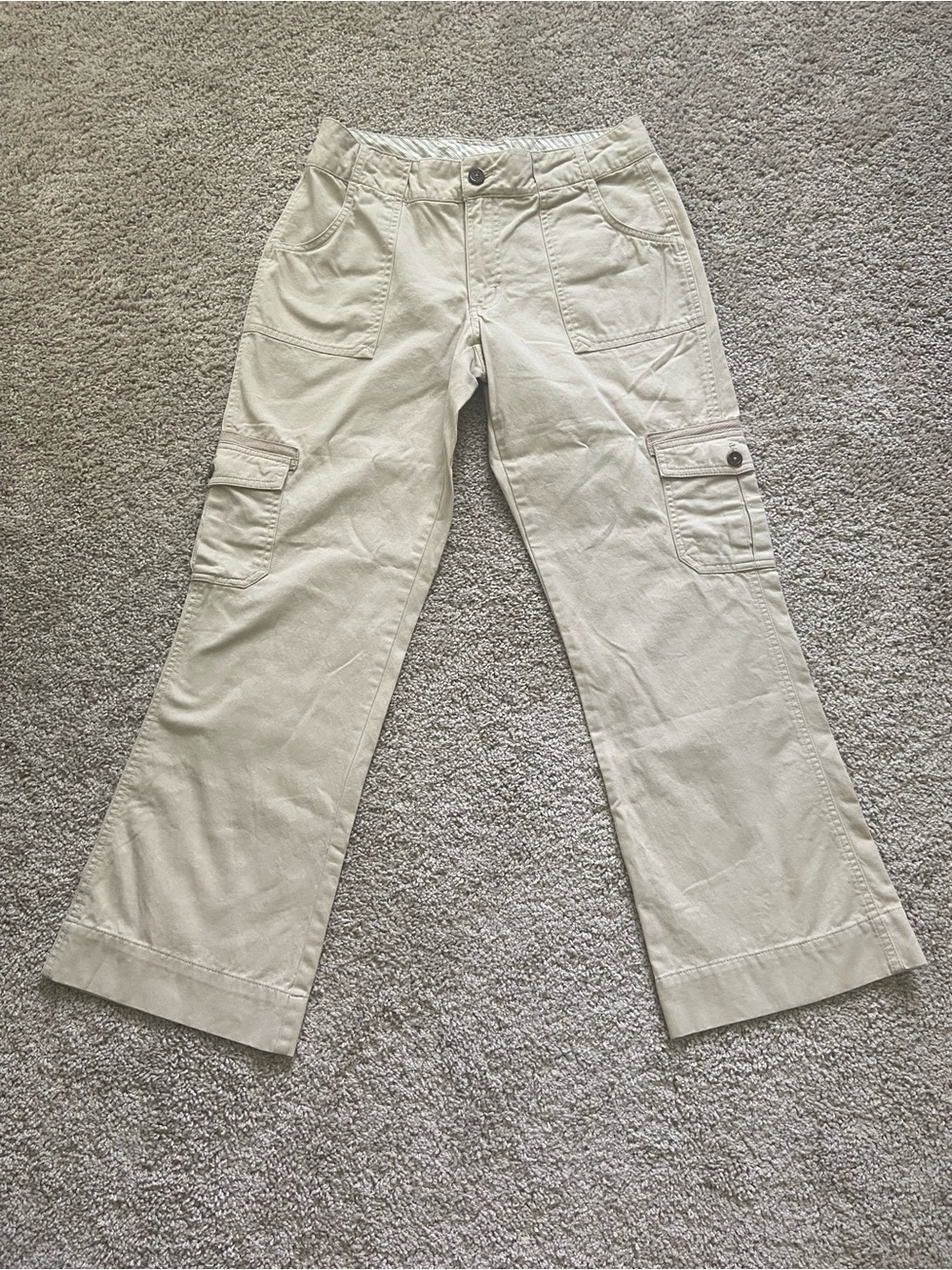 Carhartt Women's 4x30 Khaki Cargo Utility Work Pants Causal Cotton WB051 Flare